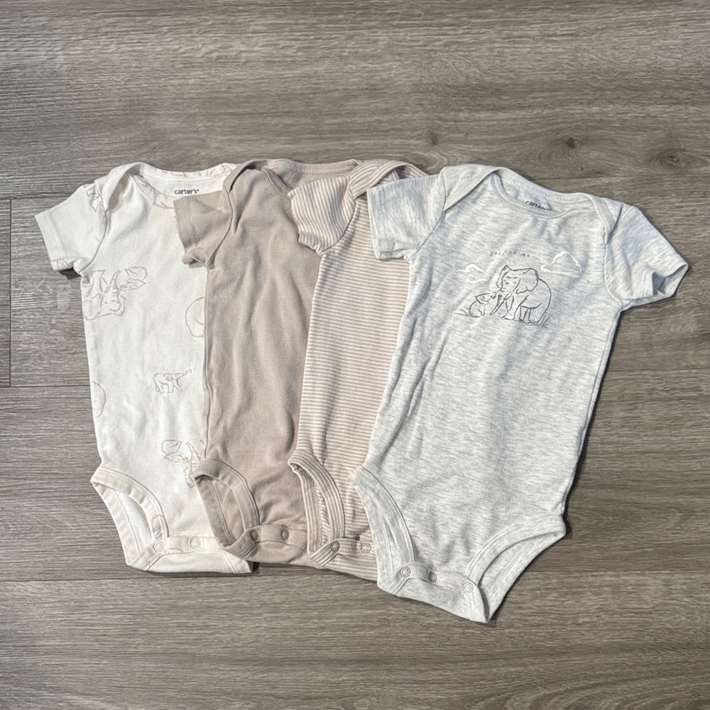 Carters Neutral Elephant 100% Cotton Onesie Bundle